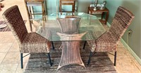 Glass Top Table with Two Chairs - some wear