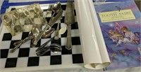 Marble Game Board, Silver Plate Flatware, Tooth