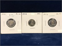 1971, 72, 73 Canadian Dimes  PL63