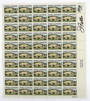 John Falter. 1974 USPS Signed Sheet of Stamps