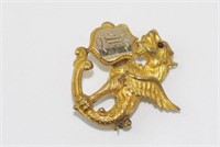 Dragon gold plated brooch / clip