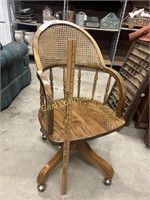 ROLLING OFFICE CHAIR W/ RATTAN BACK