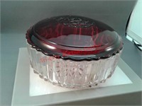 Anchor Hocking Crystal puff boxes with royal ruby