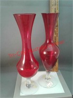 2 Enesco Red Bud vases with decorative Crystal