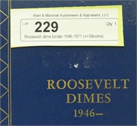 Roosevelt dime binder 1946-1971 (+/-58coins)