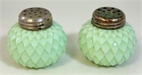 SCARCE PR OF 1800'S JADEITE SHAKERS W LEAF OVERLAP