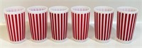6 AWESOME MID CENTURY RED CANDY STRIPE TUMBLERS