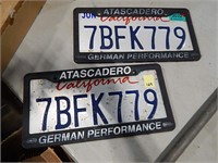 Pair of California License Plates In Holders