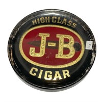 J-B CIGAR HIGH CLASS REVERSE PAINTED GLASS ASHTRAY