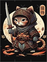 Japanese Samurai Cat Tattoo, Kawaii Ninja Cat T-sh