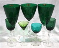 7 Assorted Lenox & other Green Stemware