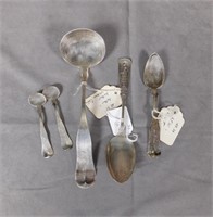 Group of 5 early Gorham Silver Spoons and Ladle
