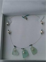 Sea Glass & Fresh Water Pearl 17" Necklace