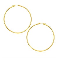 14k Gold Polished Large Round Hoop Earrings