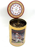 24+ lbs Wheat Cents in Cracker Hack Tin