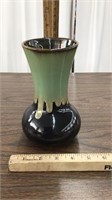 Ceramic green & brown drip vase