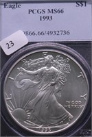 1993 PCGS MS66 SILVER EAGLE