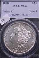 1878 S PCGS MS63 MORGAN DOLLAR