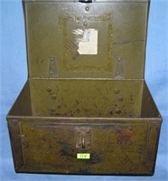 Early military metal locking storage box