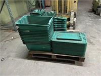 Pallet of Plastic storage bins