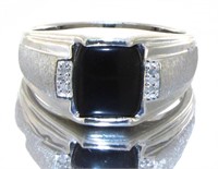 Men's Natural Onyx & Diamond Ring