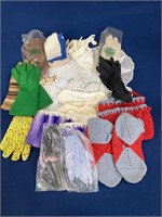 Large assortment of Doilies, gloves, crochet