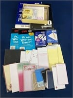 Note pads, desk organizer, writing tablets