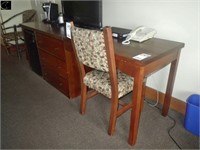 Desk/dresser unit, 89" L x 23" D c/w chair