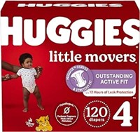 SEALED-Huggies Little Movers Baby Diapers, Size 4,