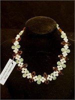 Green, Amber & Freshwater Pearl Necklace