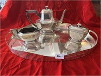 ART DECO STERLING SILVER COFFEE SET WITH TRAY
