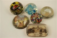 SET OF SIX ASSORTED PAPERWEIGHTS