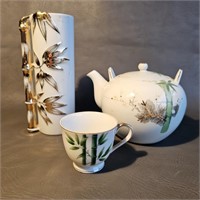 Vintage Japan Porcelain Tea Pot, Cup & Vase