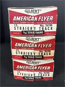 Three boxes American flyer straight track with