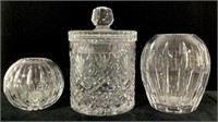 (3pc) Cut Crystal Vases & Cookie Jar