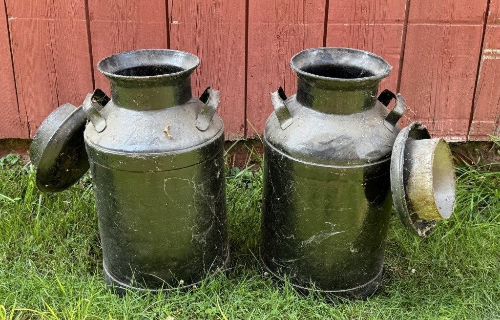 2 Metal Milk Jugs