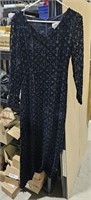 Long Evening Gown  w/ Velvet Pattern sz 4