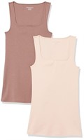 Essentials Women's Slim Fit Square Neck Tank, Pac