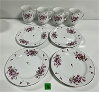 Vtg Sheffield Fine China “Sweet Violets” Cake/Cups