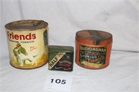 3 EARLY TOBACCO TINS