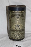 EARLY ABOVE ALL CONFECTIONS SATIN CANDY CO. TIN