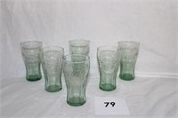6 EARLY COCA-COLA GLASSES 4.5' TALL