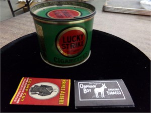 1940s Lucky Strike cig tin and papers
