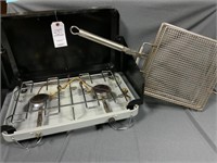 Two Burner Camping Stove, Grill Basket
