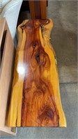 Wood slab bench, 51”x17”x18”