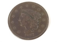 1837 Large Cent, Plain Cord, Med Letters