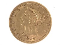 1897-S $5 Gold Half Eagle NGC AU55