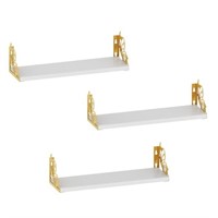 Wtrgas 3 Pack White Floating Shelves with Gold