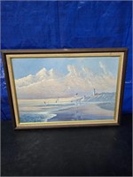 Seascape August Holland Signed Vintage Lithograph