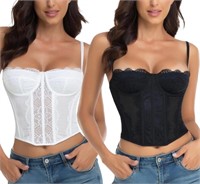 XS 2 Pack Raxnode Lace Bustier Corset Tops